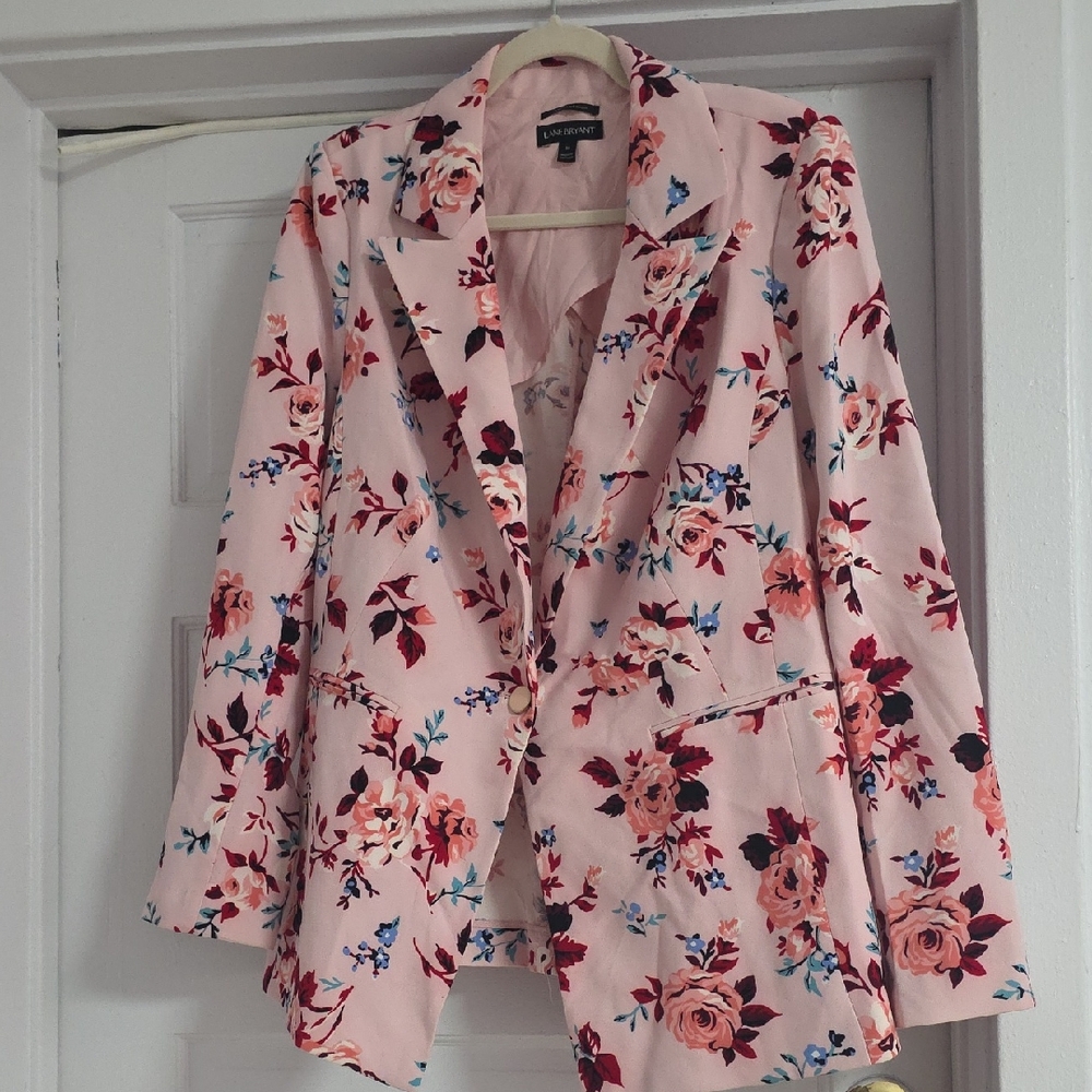 Lane Bryant Floral Blazer - Pink and Red.